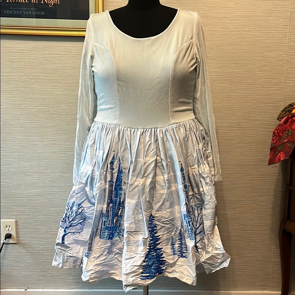 PUG Genevieve dress in snow castle print